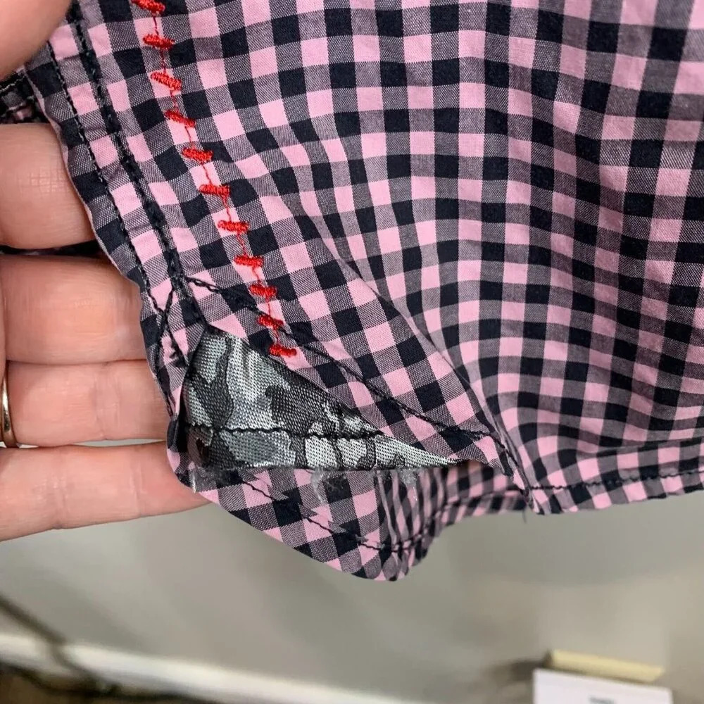 Robert Graham Button Up Shirt Size Medium Pink Black Gingham Plaid Check Preppy - Picture 5 of 12